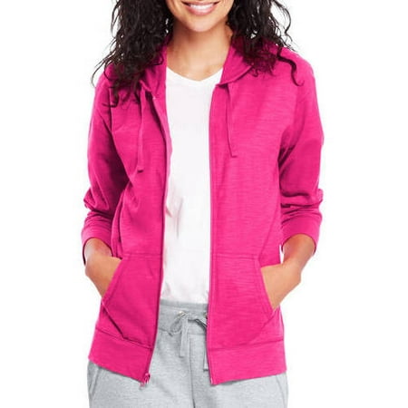 Hanes Women's Slub Jersey Cotton Full Zip Hoodie - Walmart.com