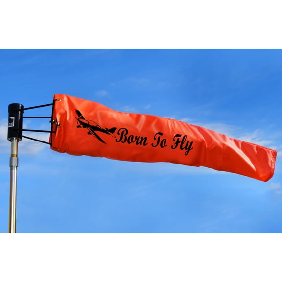 Airport Windsock Corporation 8" X 36" Orange Windsock and 8" Ball Bearing Frame- Pilot Gift- Born To Fly