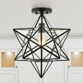 thumbnail image 6 of JONATHAN Y Ava 14.5" 1-Light Farmhouse Bohemian Iron/Glass LED Semi Flush Mount, Black/Clear, JYL9923A, 6 of 8