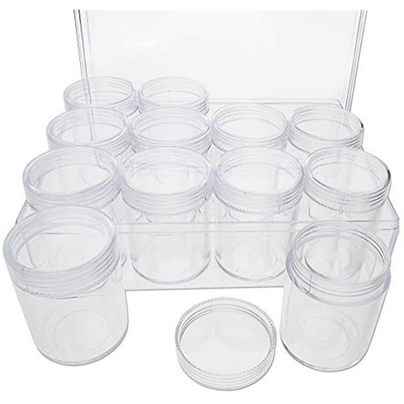 The Beadsmith Personality Case - Clear Storage Organizer Box, 6.25 x 4.75 x 2.1 inches - Includes 12 Small Containers with lids - 1.5 x 2 inches, Bead Holder