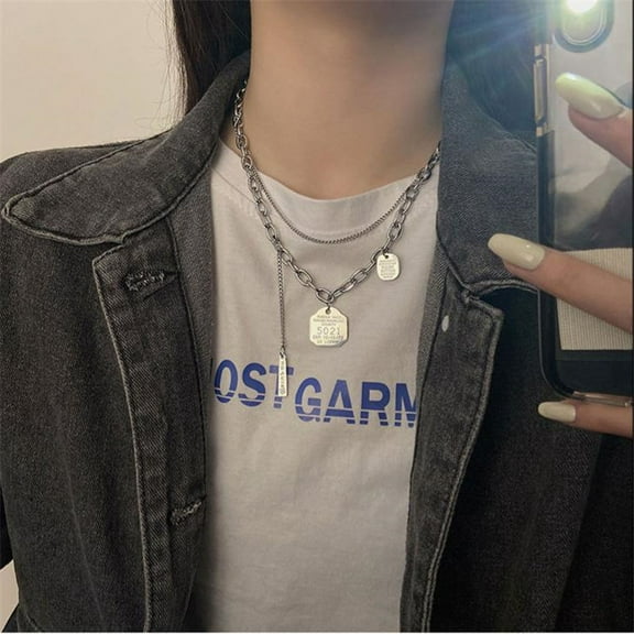 JUSIP Unique Punk Layering Silver Chain Choker Necklace Boho Jewelry Set Layered Pendant Statement Chunky Chain Necklace for Women Man