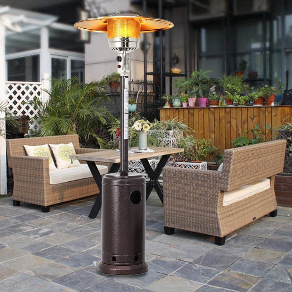 Party Outdoor Heaters for a 15-Foot Diameter Heat Range Propane Heaters Outdoor with Simple Ignition System ZIOTHUM 48000 Btu Outdoor Heaters for Patio Propane Wheels Brown