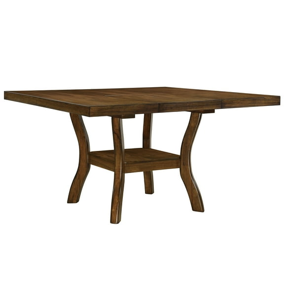 JERFIT 60-inch Transitional Brown Dining Table with Butterfly Leaf and Lower Display Shelf for Dining Room