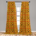 thumbnail image 5 of Ambesonne Orange Curtains, Pattern, Pair of 28"x84", Coral Black Yellow, 5 of 5