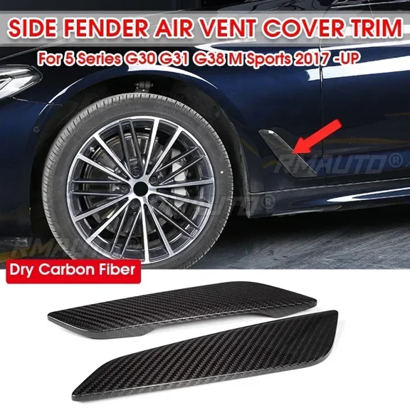 Dry Carbon Fiber Add On Part Side Fender Cover For BMW 5 Series G30 G31 G38 M Sport 2017-UP Car Side Air Intake Vents Cover Trim