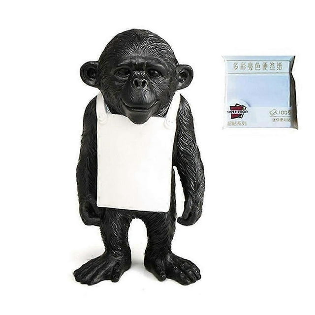 Animal Art Sculpture Desktop Statue & Sticky Note Memo Board - Stylish Black Decor for Home Office Organization