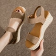 thumbnail image 4 of OAVQHLG3B Wedge Sandals for Women Clearance Women's Fashion Straw Shoes Platform Open Toe Anti-Slip Temperament Wedge Sand, 4 of 9