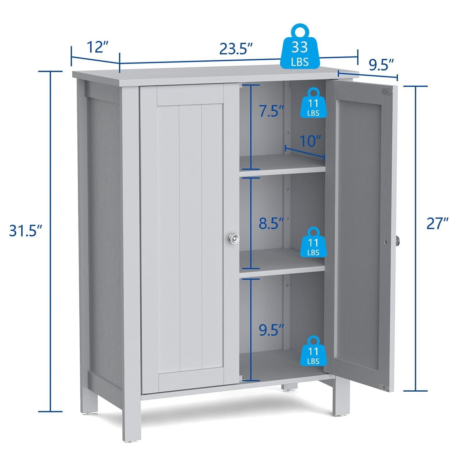 Ditangy Bathroom Floor Cabinet, Freestanding Storage Organizer Cabinet ...