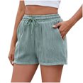 thumbnail image 4 of Posijego Women's Casual Shorts Textured High Waist Drawstring Wide Leg Shorts with Pockets Summer Causal, 4 of 5