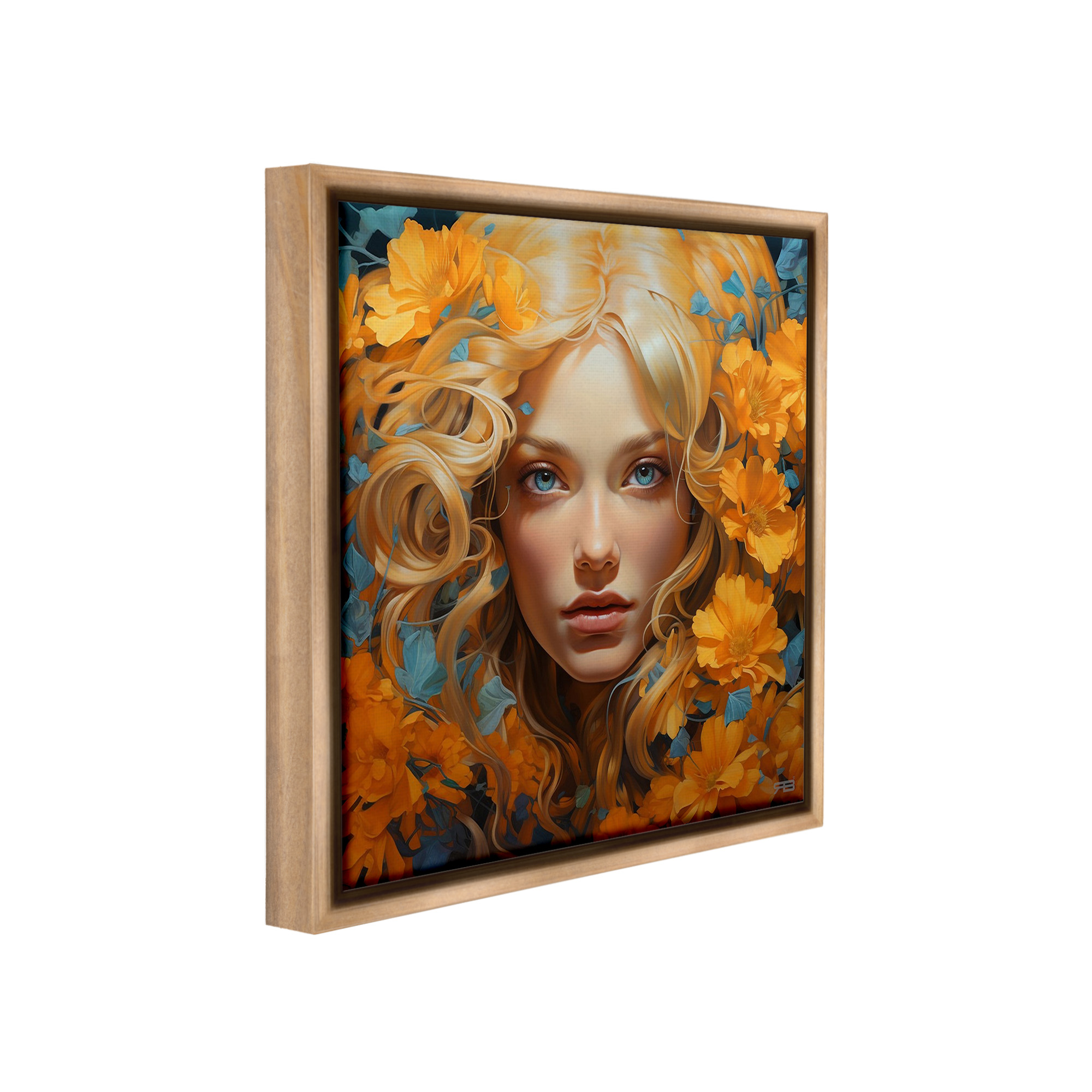 Stupell Industries Woman with Intense Gaze Botanical & Floral Painting Brown Floater Framed Canvas Art Print Wall Art, 25 x 25