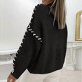 thumbnail image 5 of Ladies' Color Blocking Loose Casual Round Neck Knitted Sweater Long Sleeved Sweater Top for Fall Winter Statement Looks,Black,L, 5 of 6