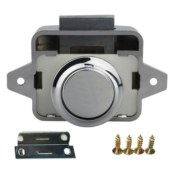 26mm Push Lock Latch Button Catch Lock Motorhome RV Cupboard Door Knob, Chrome