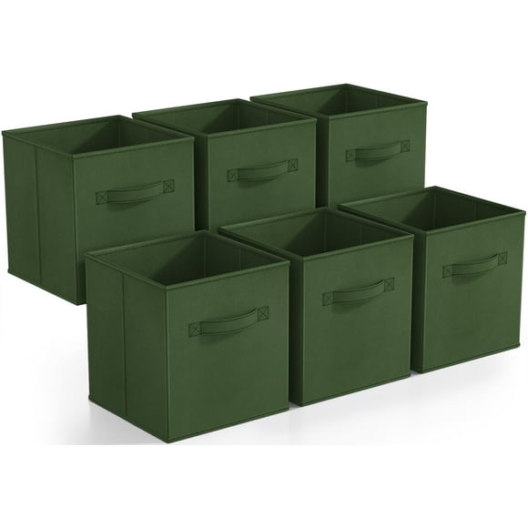 Sorbus Cubos de almacenamiento plegables – 6 cestas de tela para organizar despensa, estante, caja de juguetes, cubículo, organizador de armario – Organizadores de armario plegables de 11 pulgadas y c
