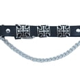 thumbnail image 4 of Men Biker Chain Black Faux Leather Bands Western Boots 2 Straps Cross Charms, 4 of 11
