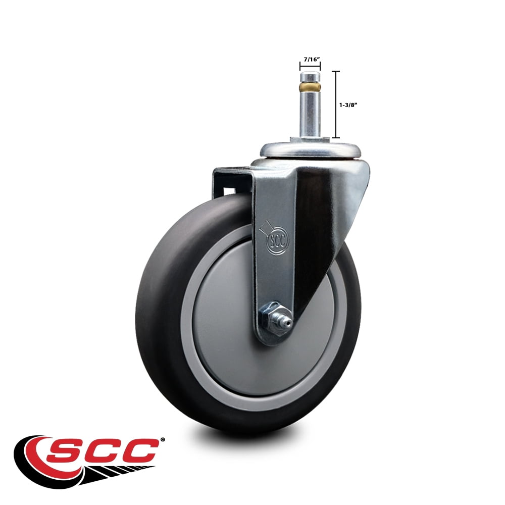 5 Inch Thermoplastic Rubber Wheel Swivel 7/16 Inch Grip Ring Stem Caster SCC