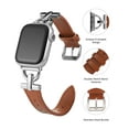 thumbnail image 3 of Wearlizer Leather Band Compatible with Apple Watch Band Women 38mm 40mm 41mm 42mm 44mm 45mm 49mm(Ultra), Dressy Leather Strap with D-Shape Metal Buckle for iWatch Bands Series 8 SE 7 6 5 4 3 2 1, 3 of 7