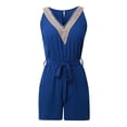 thumbnail image 5 of HXWCHs Combinaison une Pièce pour Femmes, Mode, Col en V, à Lacets, Sans Manches, Barboteuse Décontractée Unie, Short Confortable, Combinaison L BU2, 5 of 5