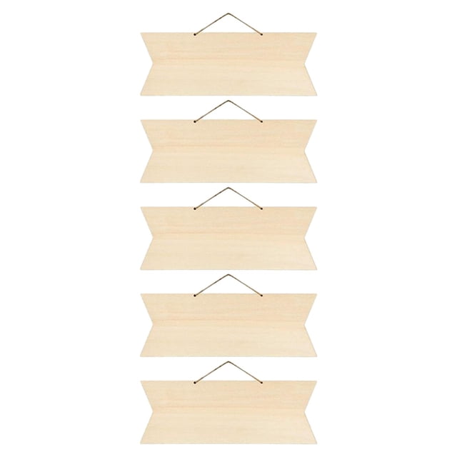 5 letreros de madera en blanco sin terminar con cuerdas para escribir, manualidades y mucho más. Estilo 2