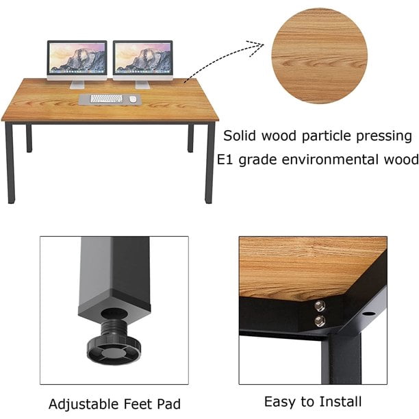Soges 39 inches Computer Desk for Home Office Activity Table Writing Table for Small Spaces Study Table Student Laptop Desk,Teak Black