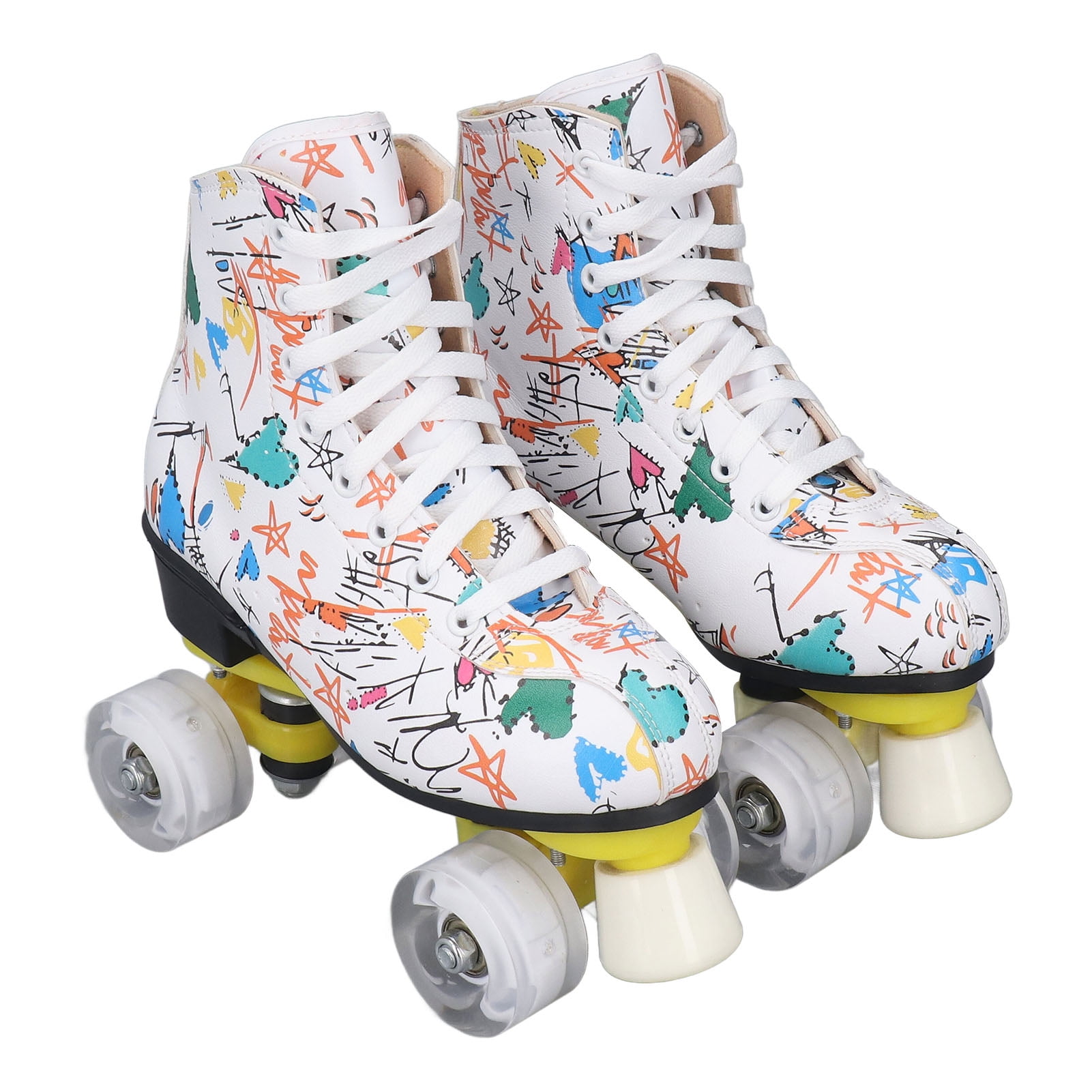 Patins à Roulettes Doubles Rangées Réglables Wilverz - Tailles 4,5 à 10,5 - Intérieur Et Extérieur - Cuir Respirant