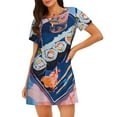 thumbnail image 4 of Salouo Colorful Sushi Food Art Print Short Sleeve Sleepshirt for Womens Comfy Nightgown Scoopneck Cute Nightdress Ruffle -X-Large, 4 of 7
