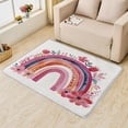 thumbnail image 2 of Rainbow Rugs for Bedroom - 5x8 Rug, Pink Cute Floral Soft Non Skid Machine Washable Rugs, Girls Kids Cozy Low Pile Large Carpet for Living Room Dining Room College Dorm, 2 of 7