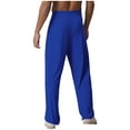 thumbnail image 2 of SiiRoh Men's Samba Salsa Ballroom Dance Pants Solid Color Adjustable Buckle Belted Trousers Blue XL, 2 of 6