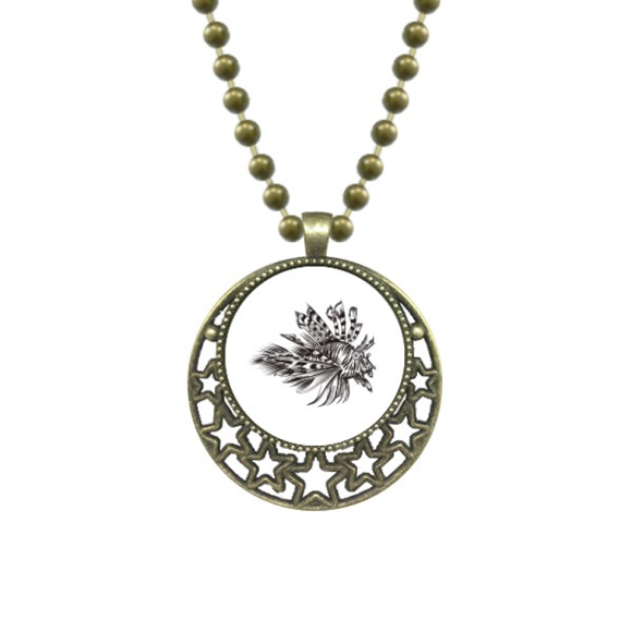 Marine Life Black Fish Illustration Pendant Star Necklace Moon Chain Jewelry