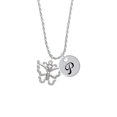 thumbnail image 2 of Delight Jewelry Silvertone Large Open Butterfly Silvertone Script Initial Disc - P - Charm Necklace, 20"+3", 2 of 4