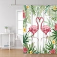 thumbnail image 3 of Valentine''s Day Shower Curtain, Romantic Loving Flamingo Shower Curtain Set for Bathroom Waterproof Green and Pink Shower Curtain with Hooks, 72x84 Inch, 3 of 6