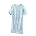 thumbnail image 2 of QUINDOS Womens Pajamas One Piece Mid Length Nightgowns for Women Padded Short Sleeve Sleep Shirt Casual Crew Neck Print Sleepwear Night Dress, 2 of 9