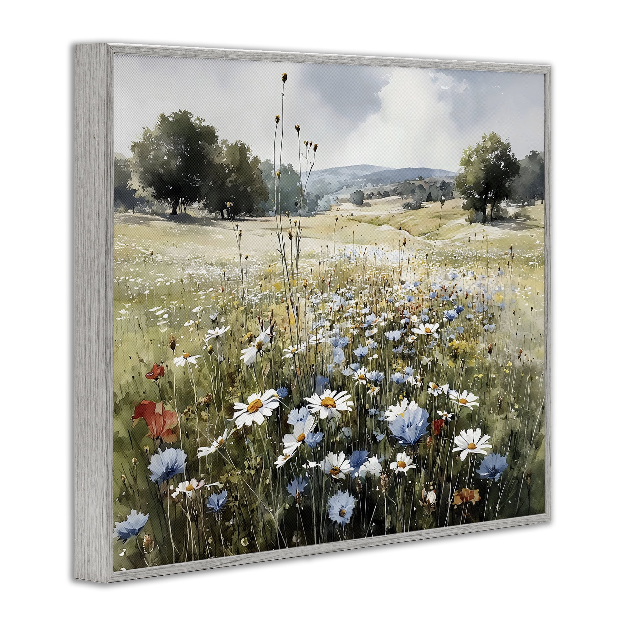 Stupell Industries Calm Meadow of Wildflowers Gray Framed Giclee Art, design by Franklyn Gregory