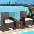thumbnail image 4 of Costway 3PCS Patio Rattan Furniture Set Cushioned Sofa Glass Tabletop White, 4 of 11