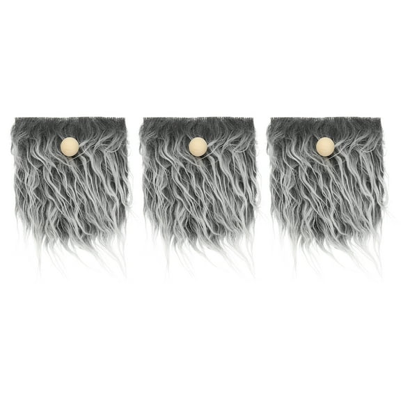 Uxcell 3 Pcs Pre-Cut Gnome Beard with Wood Balls, Light Grey
