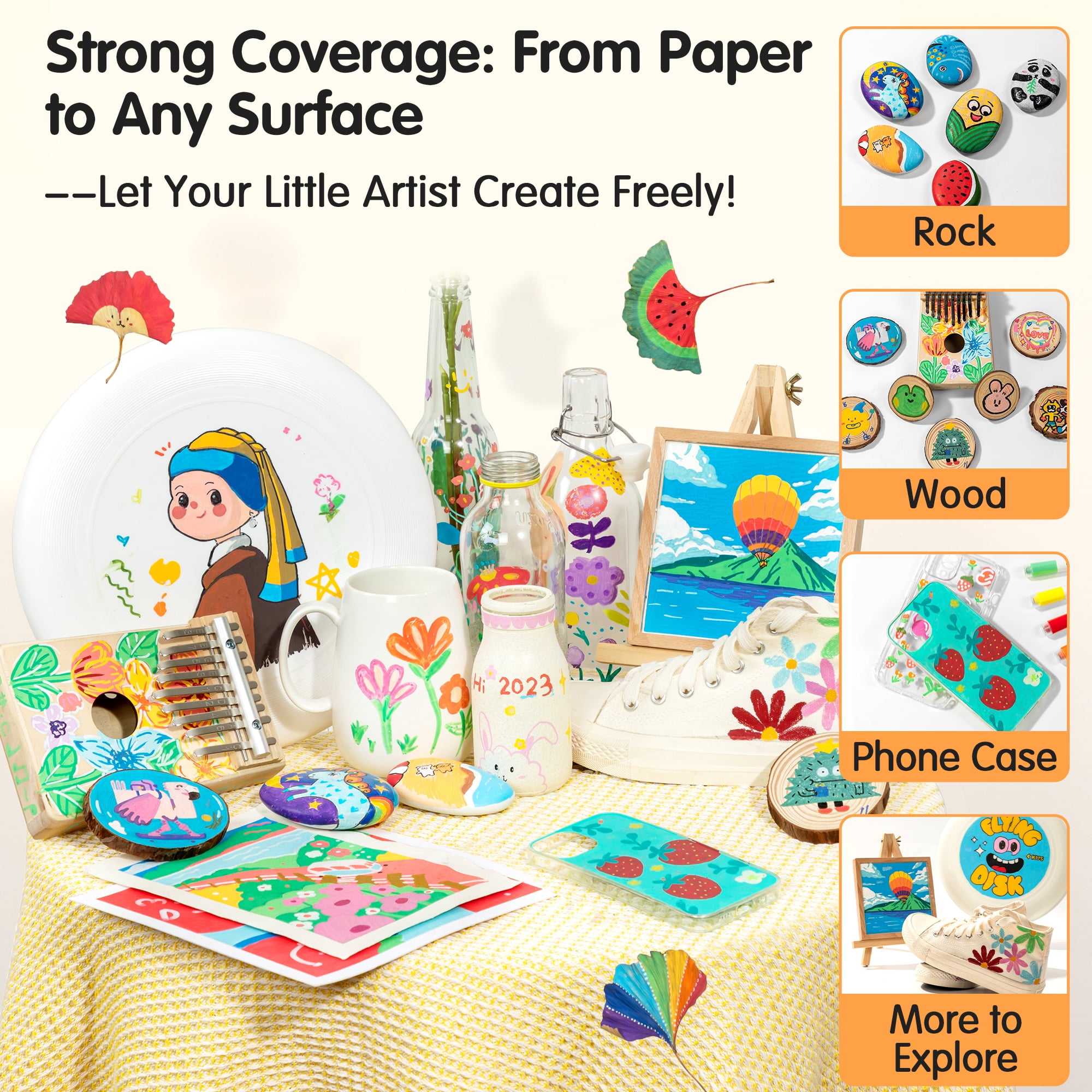 48 Colors Acrylic Paint Markers, Water-Based Acrylic Paint Pens for Rock Painting, Ceramic, Wood, Canvas, Plastic, Glass, Stone, Calligraphy, Card Making, DIY Crafts