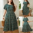 thumbnail image 3 of Robes d'Été pour Femmes Longues Femmes Décontractées Aguichant Mode Été Col en V Manches Courtes Imprimé Ample Grande Taille Robe, 3 of 9