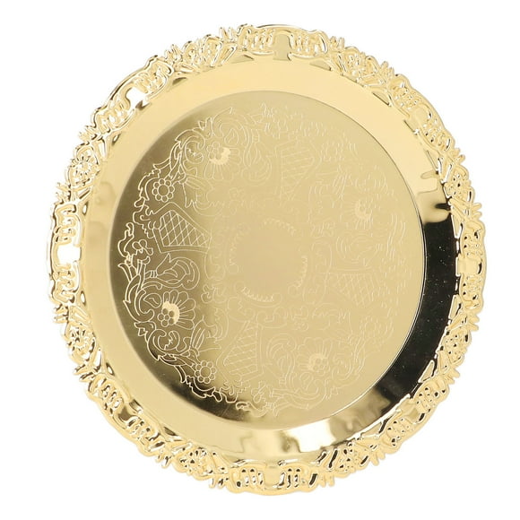 Circular Trinket Tray,Round Decorative Dinner Plate Stainless Steel Storage Tray for Jewelry Fruit Dessert Snack Pastry