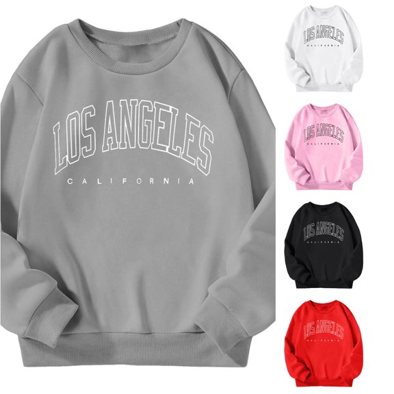 Vividxx Sweatshirts For Girls Casual Crewneck Sweatshirts Fall Letter Print Oversized Long Sleeve Pullover Shirt Lightweight Fashion Clothing 8-9 Years