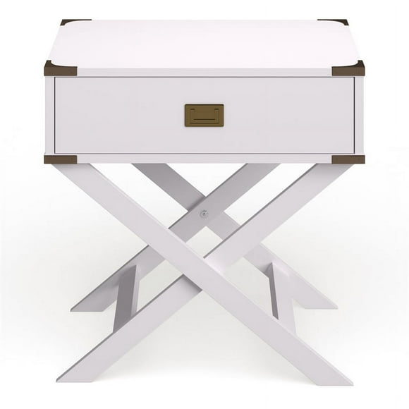 Furniture of America Nenol Contemporary Wood X-Shape Legs End Table in White