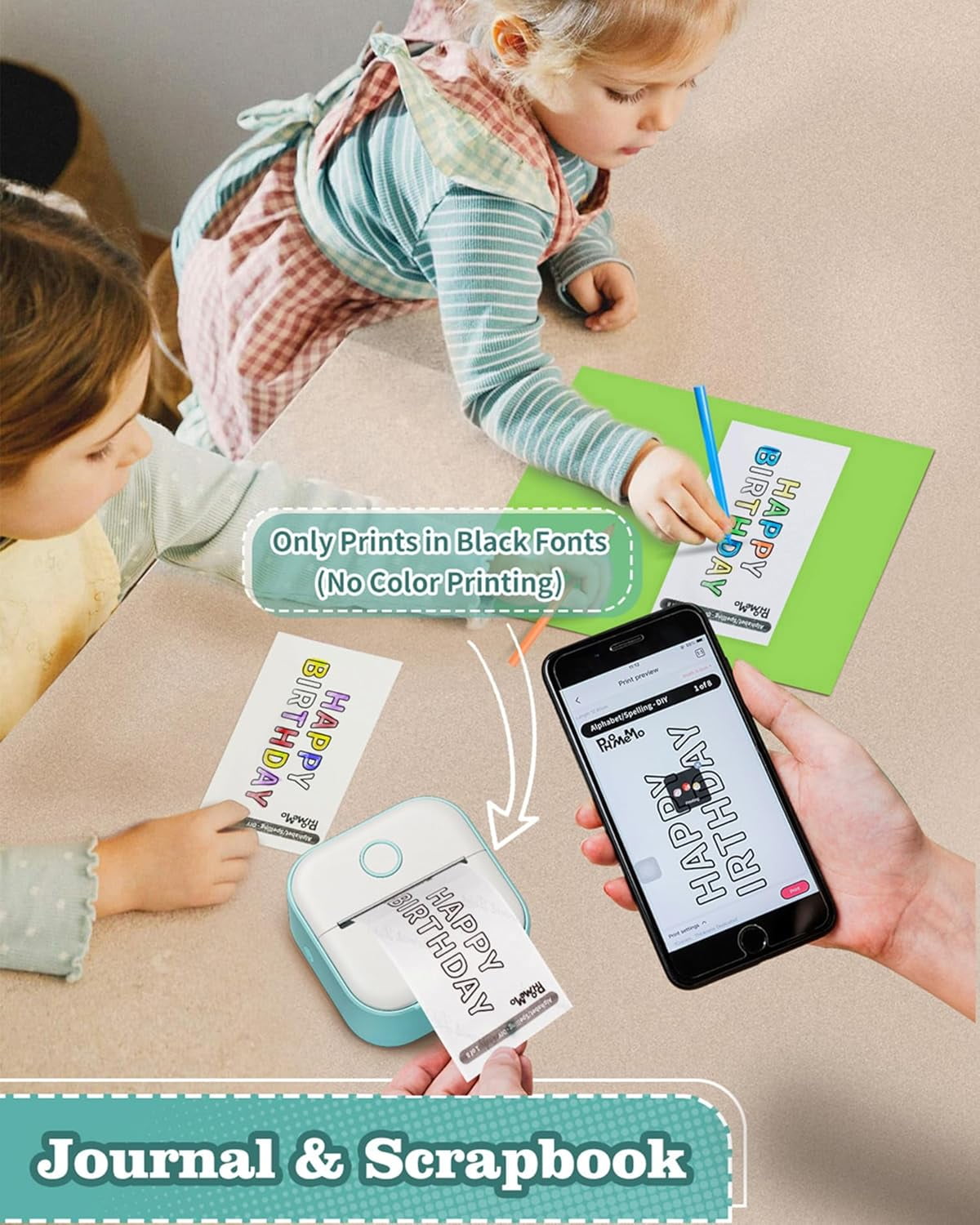 Mini Sticker Printer - T02 Mini Printer Portable Thermal Printer Inkless Sticker Maker Machine Bluetooth Pocket Printer Phone Printer for Study Graphics, Anatomical Diagrams