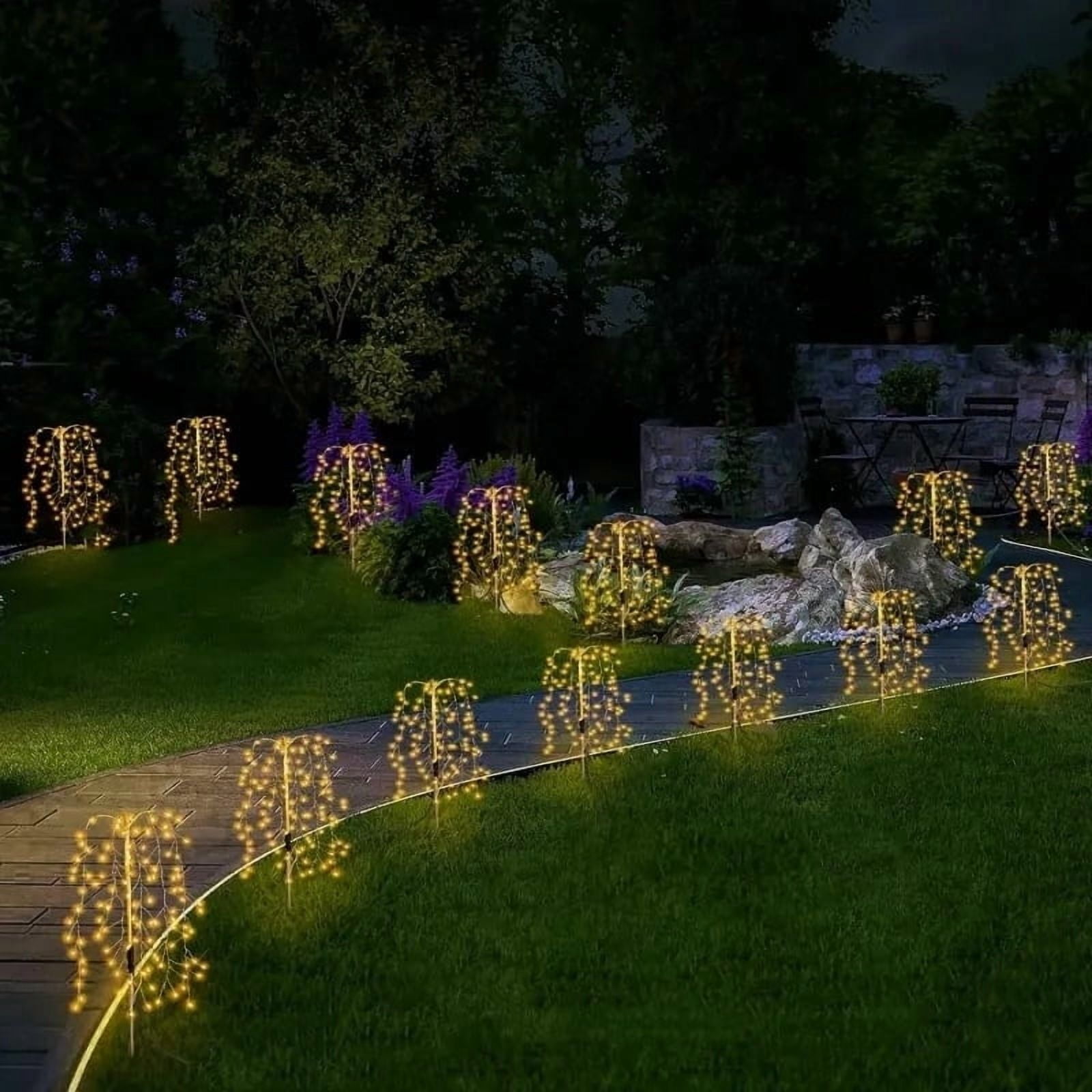 Cinvoph Solar Garden Lights Outdoor 120 LED Decorative Firework Solar Lights Waterproof Garden Decor for Yard Patio Pathway Courtyard Lawn Landscape 24"
