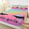 thumbnail image 3 of Castle Fairy Elegant Glitter Eyelash Twin Sheet Sets 3pcs for Teens Girls,Bling Makeup Twin Fitted Sheet Microfiber,Abstract Gradient Breathable Flat Sheet,Breathable Home Decor, 3 of 7