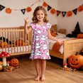 thumbnail image 2 of NOLDARES Girls Nightgowns Kids Pajamas Dress Flutter Sleeve, Halloween Ghost Print,Soft, Nightdress,Sleepwear,Knee Length(N203-Hot Pink), 2 of 7