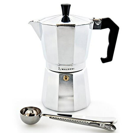 Maldoni 6 Cup Stovetop Espresso Coffee Maker With Measuring Spoon Maldoni 6 Cup Stovetop Espresso Coffee Maker With Measuring Spoon Scoop Bag Clip