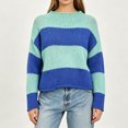 thumbnail image 2 of Fewfanhot Fall Sweaters for Women Striped Mock Neck Fall Knit Color Block Long Sleeve Warm Winter Loose Fit Sweater, 2 of 6