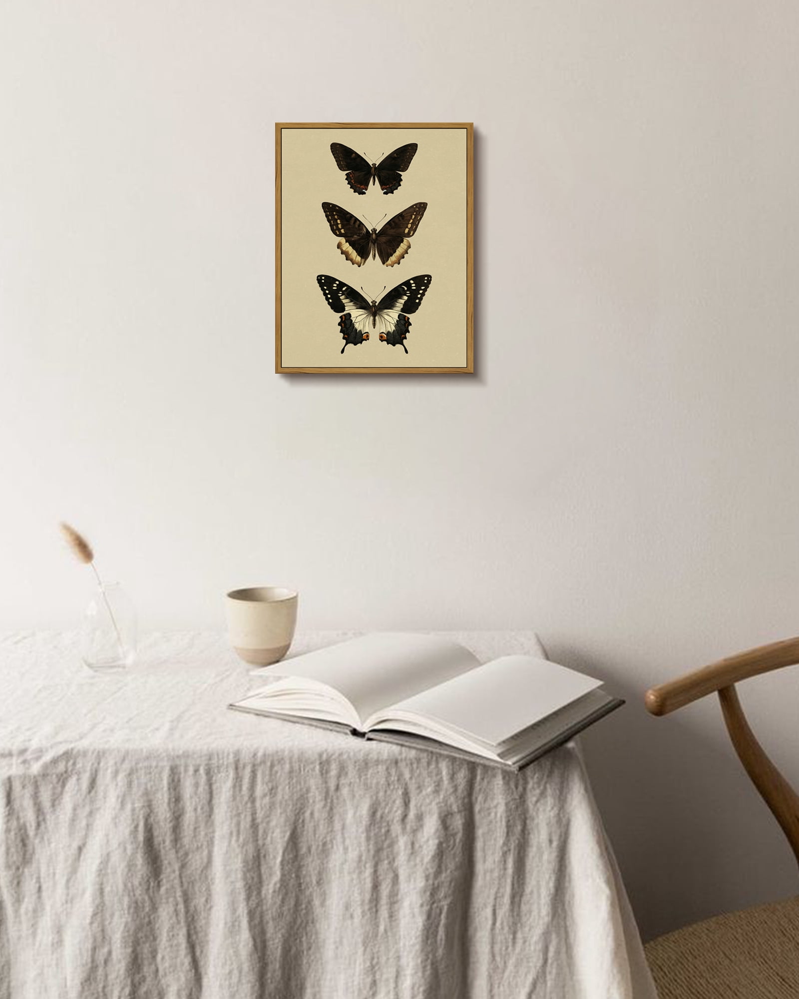 Drsoum Vintage Gold Butterfly Wall Art Bedroom Bathroom Shelf Retro Butterfly Illustration Room Decor Canvas Prints Antique Picture Frame Paintings Home Farmhouse Wall Decor 11x14in Brown Framed