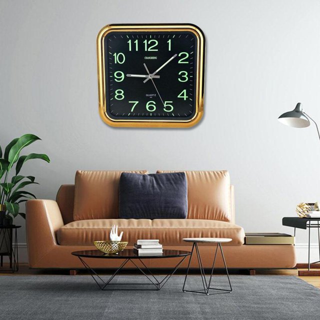 Reloj de pared silencioso Sin tictac Decoración para Luminoso grande moderno con numerales Decoración Luz de noche para sala de Negro Macarena Reloj de pared
