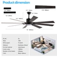 thumbnail image 5 of 72 Inch Ceiling Fan with Light and Remote 8 Walnut Wood Blades 6-Speed Reversible DC Motor, 5 of 9