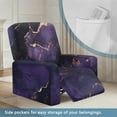 thumbnail image 4 of Renewold Marble Black Purple Oversized Recliner Cover Fitted Lazy Boy Chair Cover 4 Pieces Universal Reclining Chair Cover for Standard Large Recliner with Storage Pocket, 4 of 8