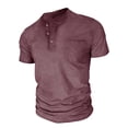 thumbnail image 4 of HOOMEUMY Men's Fashion Button Placket Short Sleeve Tops Lightweight Casual Basic Tees with Pocket for Daily Streetwear & Holiday Wine XXL, 4 of 6